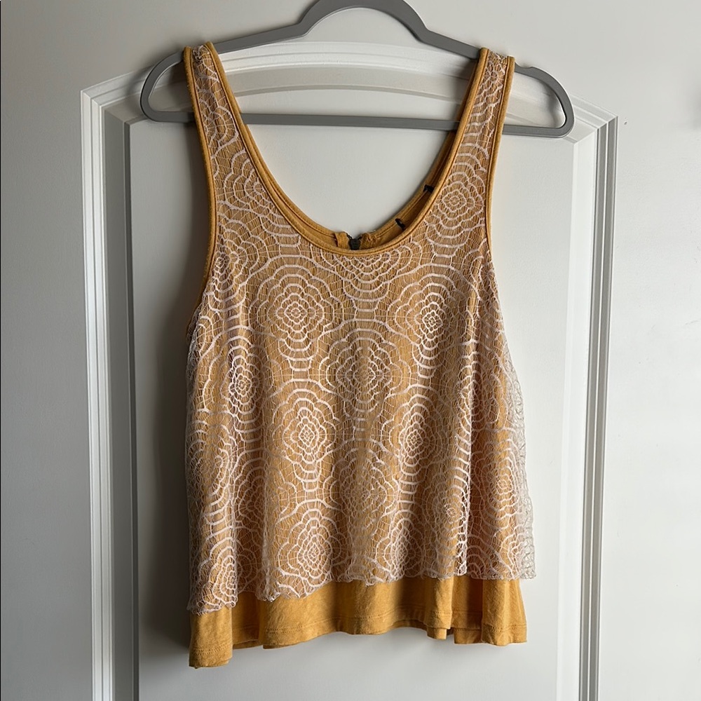 Yellow Cropped Embellished Tank Top